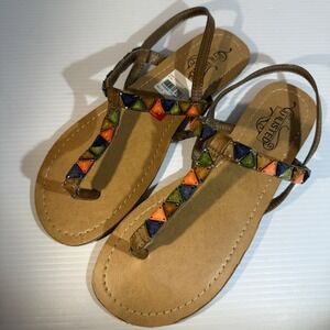 Unlisted By Kenneth Cole Pop Paradise Brown Stone Gems Thong Sandals Size 8.5